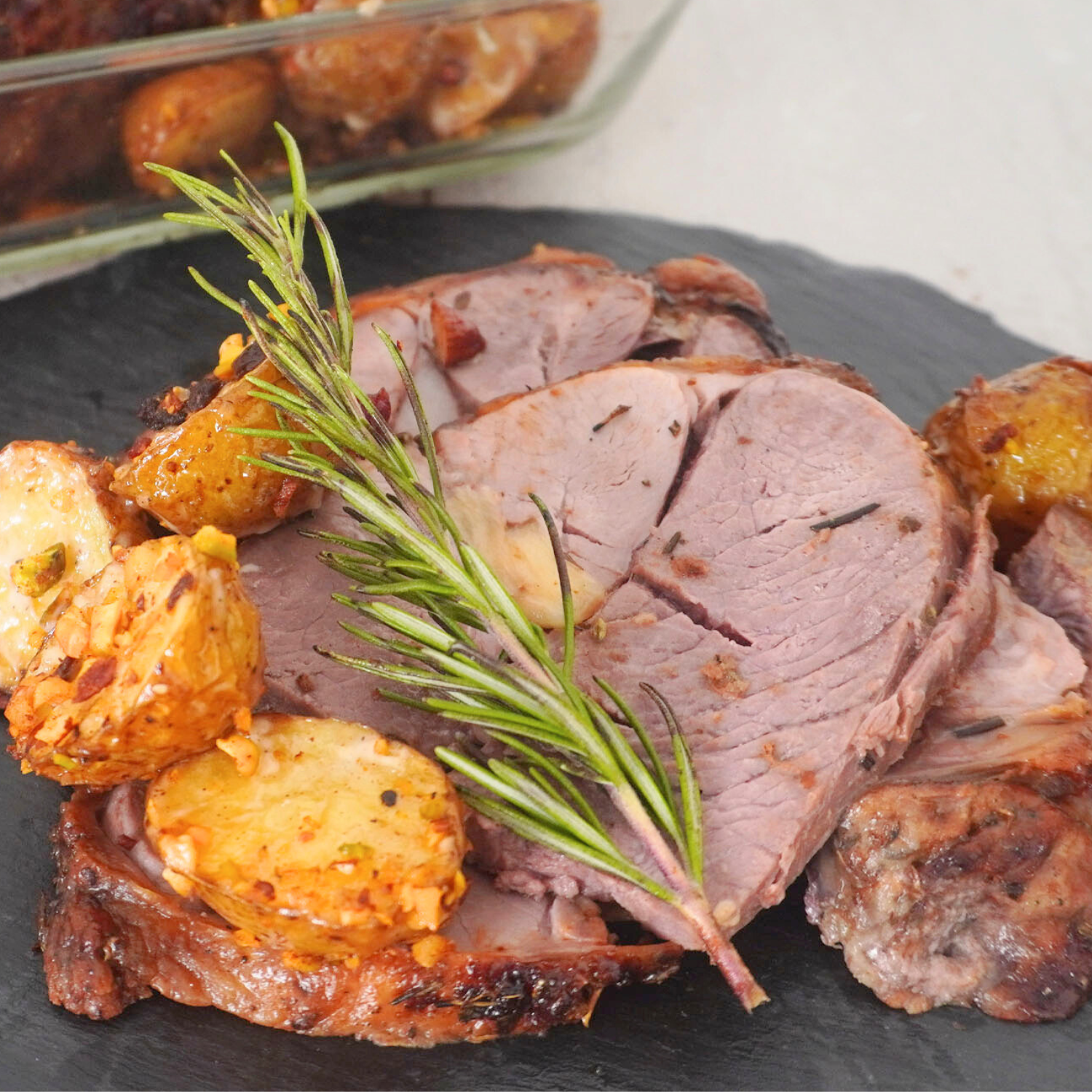 Lamb Roast with Truffled Marbled Potatoes