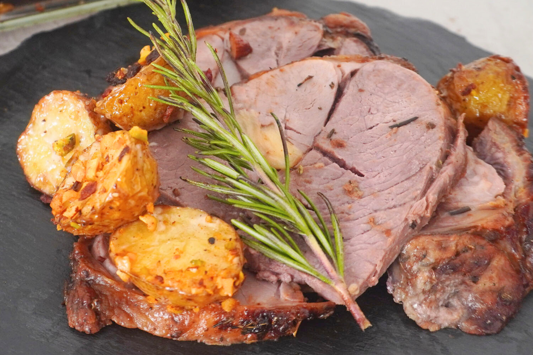 Lamb Roast with Truffled Marbled Potatoes