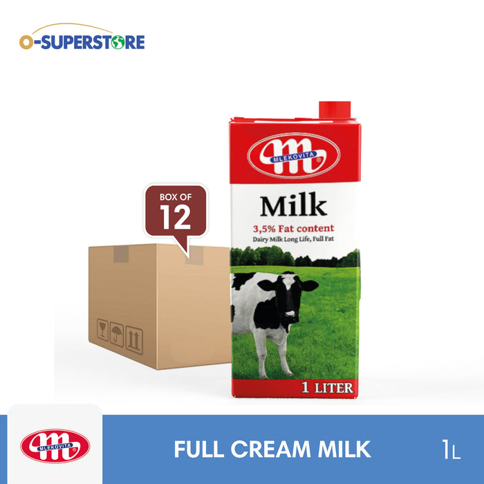 Mlekovita UHT Full-Cream Milk (3.5% Fat) 1L x 12 - Case