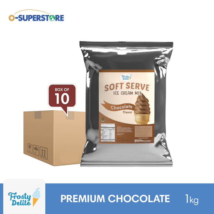 Frosty Delite Premium Chocolate Soft Serve Mix 1kg x 10 - Case