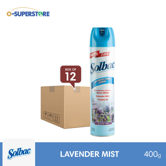 Solbac Disinfectant Spray - Lavender Mist 400g x 12 - Case