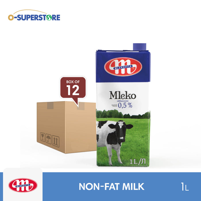 Mlekovita UHT Non-Fat Milk (0.5% Fat) 1L x 12 - Case