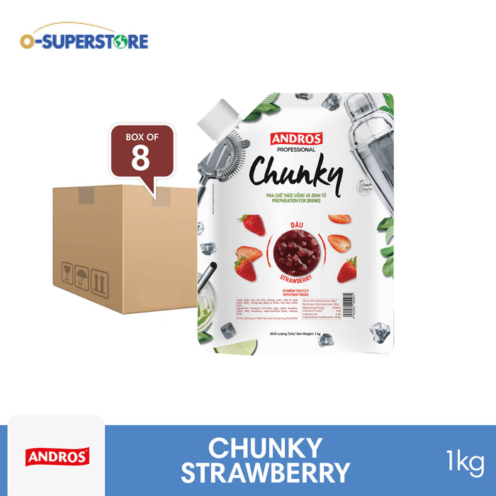 Andros Professional Chunky Strawberry 1kg x 8 - Case