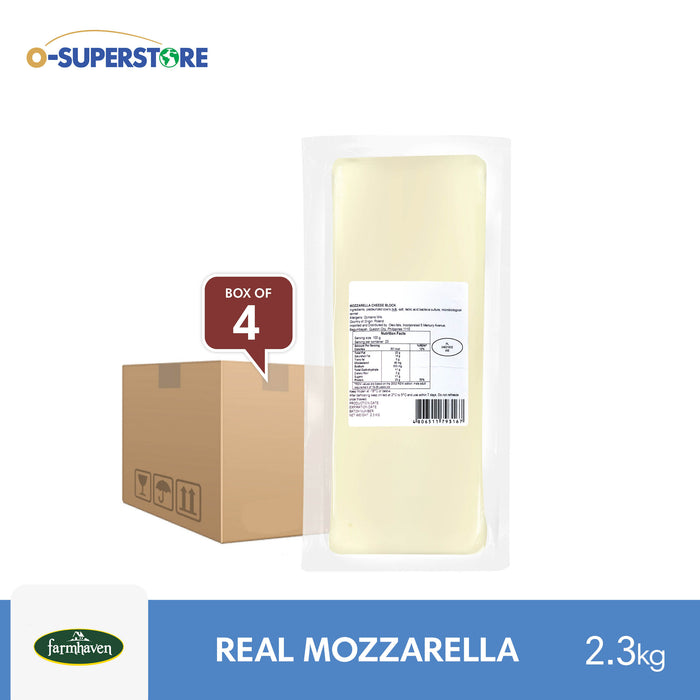 Farm Haven Real Mozzarella (Block) 2.3kg x 4 - Case