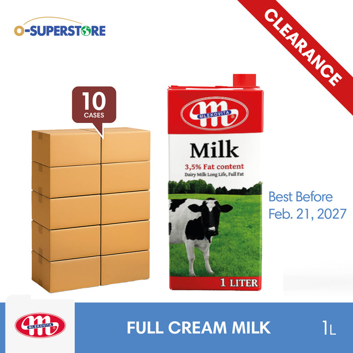 [CLEARANCE SALE] Mlekovita UHT Milk 3.5% (Full Cream) 1L - 10 Cases