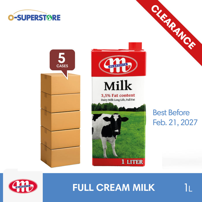[CLEARANCE SALE] Mlekovita UHT Milk 3.5% (Full Cream) 1L - 5 Cases