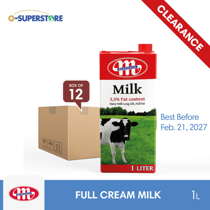[CLEARANCE SALE] Mlekovita UHT Milk 3.5% (Full Cream) 1L x 12 - Case