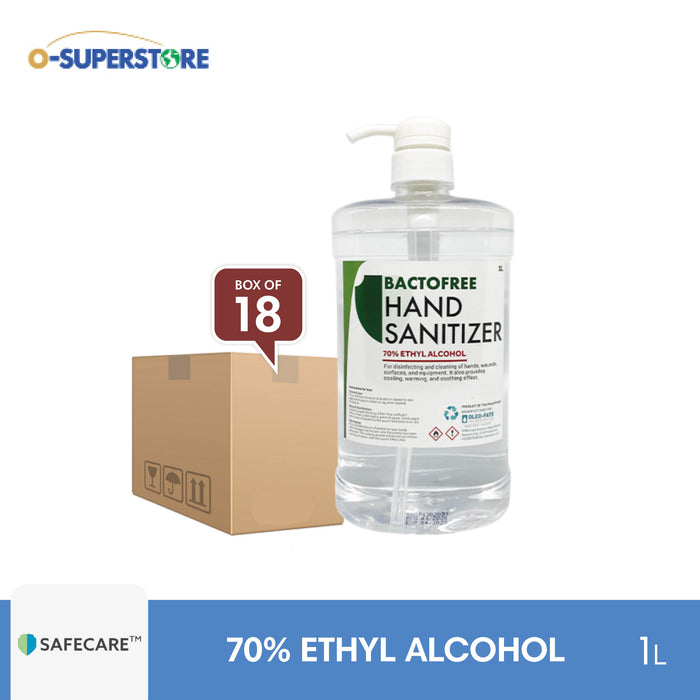 Safecare Bactofree Hand Sanitizer 70% Ethyl Alcohol 1L x 18 - Case