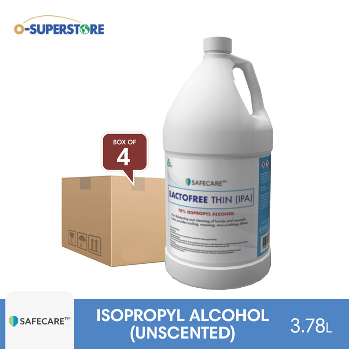 Safecare Bactofree Thin 70% Isopropyl Alcohol 3.78L x 4 - Case