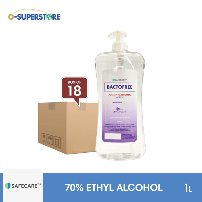 Safecare Bactofree 70% Ethyl Alcohol (Lavender Scent) 1L x 18 - Case