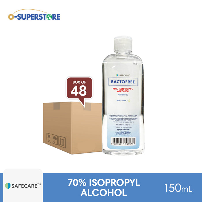 Safecare Bactofree 70% Isopropyl Alcohol 150mL x 48 - Case