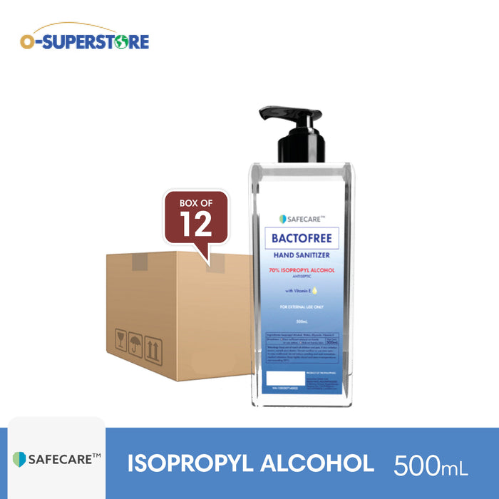 Safecare Bactofree Isopropyl Alcohol & Hand Sanitizer 500mLx12 - Case