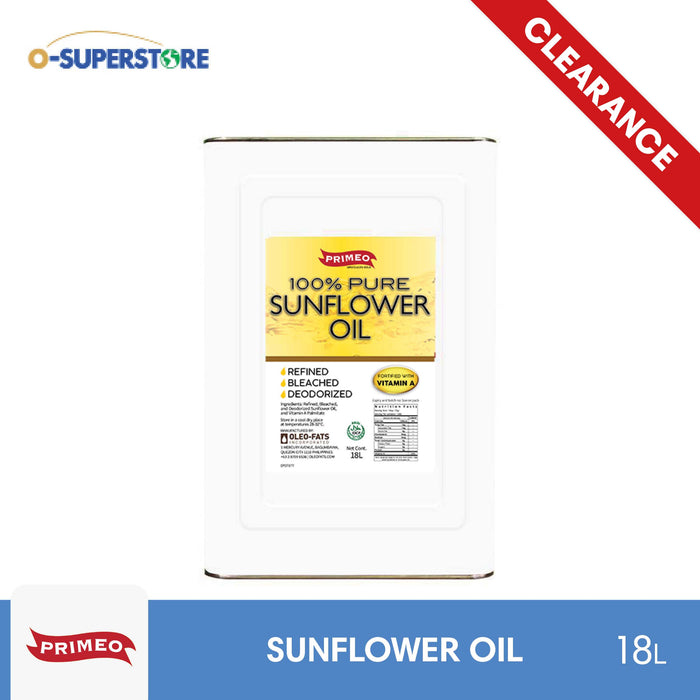 [CLEARANCE SALE] Primeo Pure Sunflower Oil 18L
